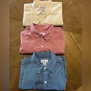 Lot Of 3 Carhartt Men’s Short Sleeve Button Up Large Tall S277